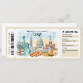 Editable USA Trip Boarding Pass Ticket 招待状 (正面/裏面)