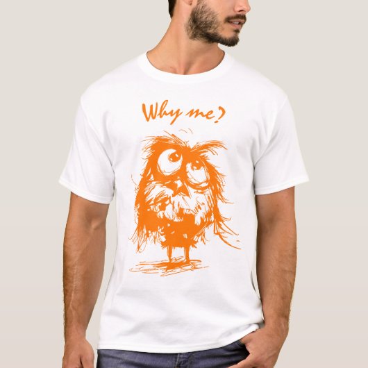 Editable Vector Owl Sketch – Funny Bird T-Shirt Tシャツ (正面)