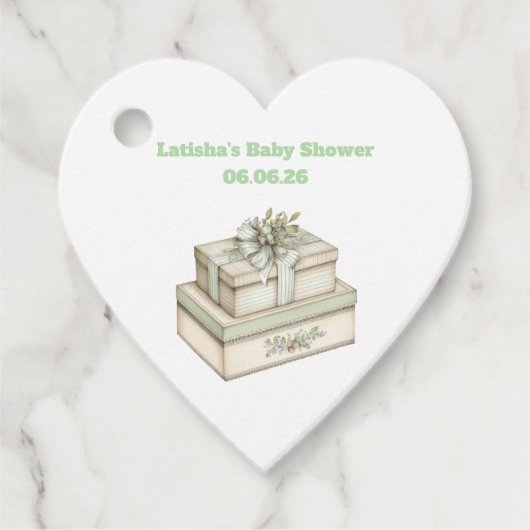 Editable Vintage Neutral Baby Shower フェイバータグ (正面)