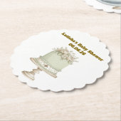 Editable Vintage Neutral Baby Shower  ペーパーコースター (アングル)