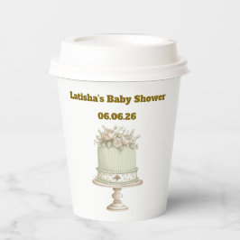 Editable Vintage Neutral Baby Shower  紙コップ