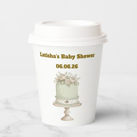 Editable Vintage Neutral Baby Shower  紙コップ (正面)