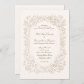 Editable Vintage Peonies Frame Wedding Invitation 招待状 (正面/裏面)