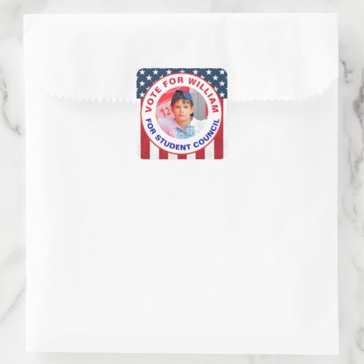 Editable "Vote" for Class President with American スクエアシール (バッグ)