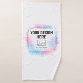 Editable Watercolor Design Template – Your Design バスタオル