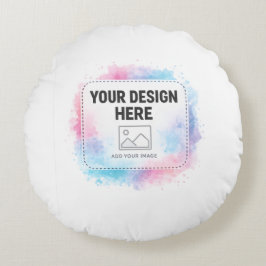 Editable Watercolor Design Template – Your Design ラウンドクッション