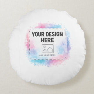 Editable Watercolor Design Template – Your Design ラウンドクッション