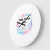 Editable Watercolor Design Template – Your Design ラージ壁時計 (傾斜)