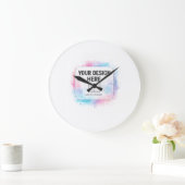 Editable Watercolor Design Template – Your Design ラージ壁時計 (ホーム)