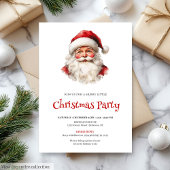 Editable Watercolor Santa Claus Holiday Dinner  招待状