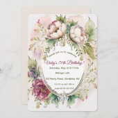 Editable Watercolour Peonies 招待状 (正面/裏面)