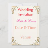 Editable Wedding Invitation 7x5 – Elegant Floral D 招待状 (正面)