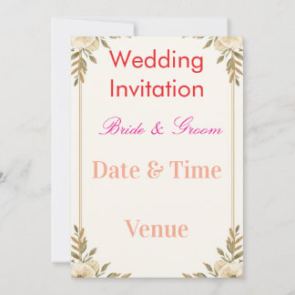 Editable Wedding Invitation 7x5 – Elegant Floral D 招待状