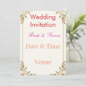 Editable Wedding Invitation 7x5 – Elegant Floral D 招待状 (スタンド正面)