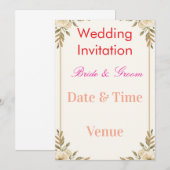 Editable Wedding Invitation 7x5 – Elegant Floral D 招待状 (正面/裏面)