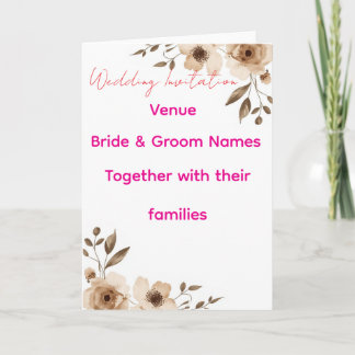 Editable Wedding Invitation 7x5 – Elegant Floral H カード