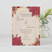 Editable Wedding Invitation – Red Floral Design 招待状 (スタンド正面)