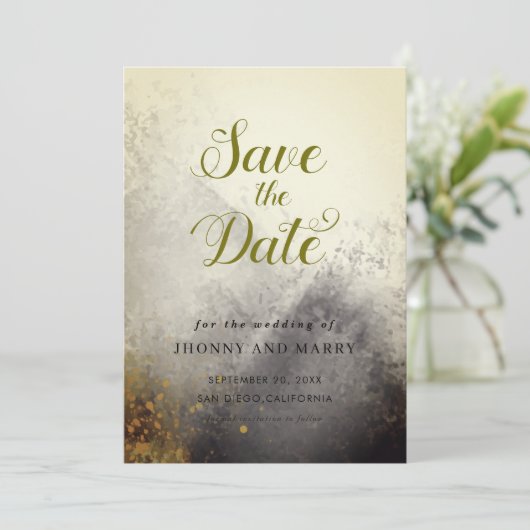 Editable Wedding Save the Date Card – Modern Minim 招待状 (スタンド正面)