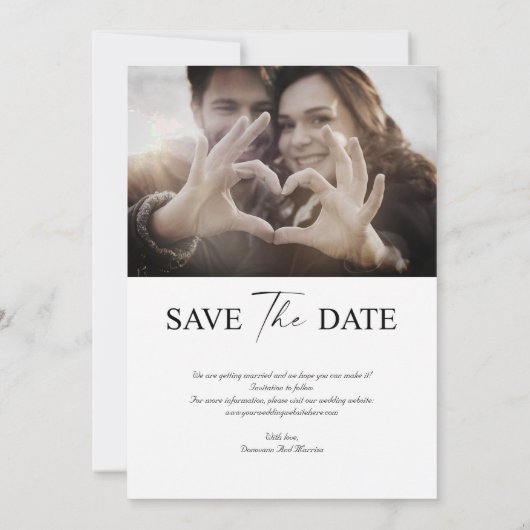 Editable Wedding Save the Date Card – Modern Minim 招待状 (裏面)