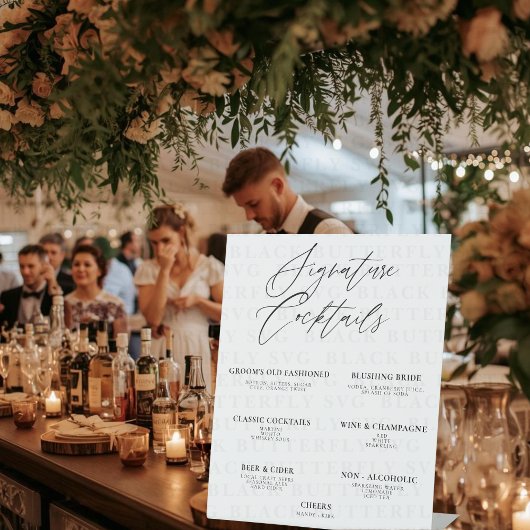 Editable Wedding Signature Drinks Bar Menu – 10x12 台座サイン