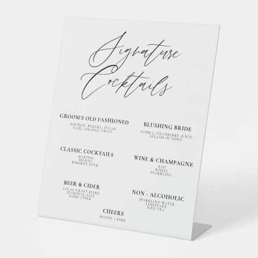 Editable Wedding Signature Drinks Bar Menu – 10x12 台座サイン (正面)