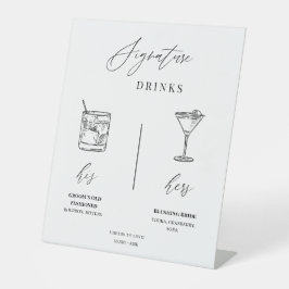 Editable Wedding Signature Drinks Menu Table Sign 台座サイン