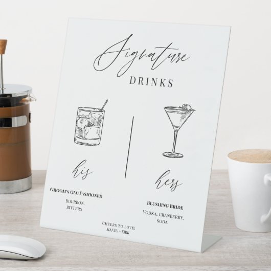 Editable Wedding Signature Drinks Menu Table Sign 台座サイン (インサイチュ)