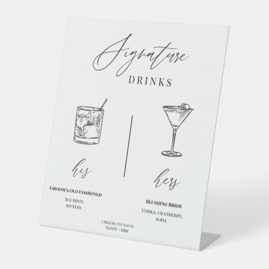 Editable Wedding Signature Drinks Menu Table Sign 台座サイン (正面)