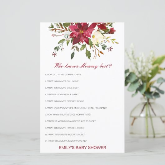 Editable Who Knows Mommy Best Baby Shower Game (スタンド正面)