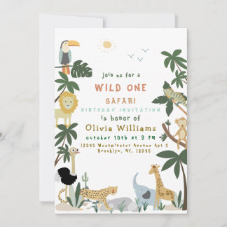 Editable Wild One Safari Invitation Template 招待状