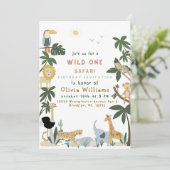Editable Wild One Safari Invitation Template 招待状 (スタンド正面)