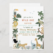 Editable Wild One Safari Invitation Template 招待状 (正面/裏面)
