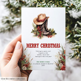 Editable Wild West Christmas greeting card design シーズンカード
