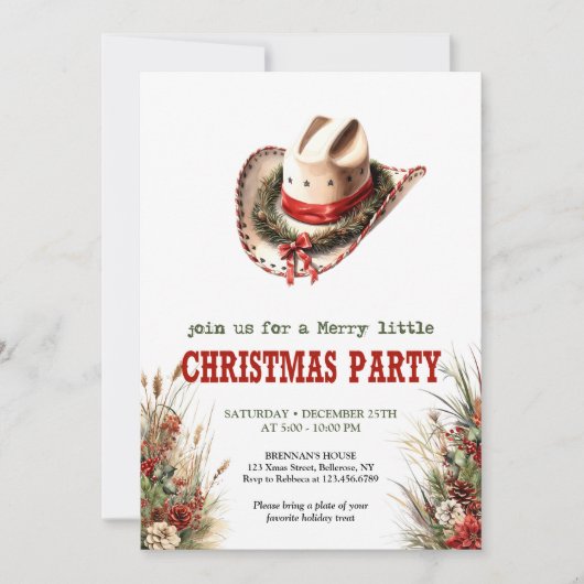 Editable Wild West Christmas party digital Invites 招待状 (正面)