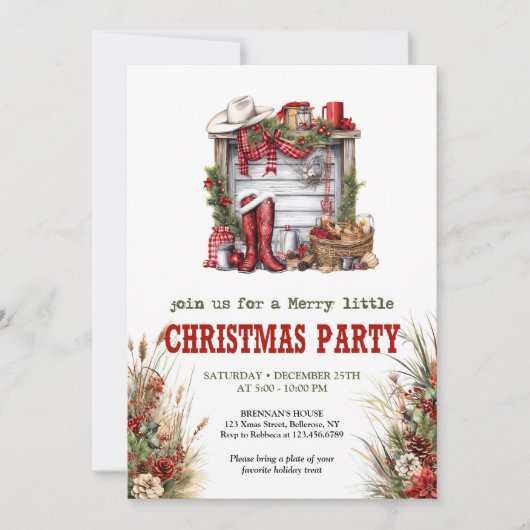 Editable Wild West Holiday Party Invitation 招待状 (正面)