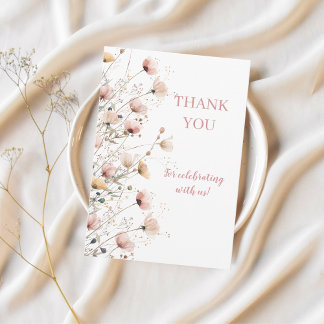 editable wildflowers floral thank you card サンキューカード