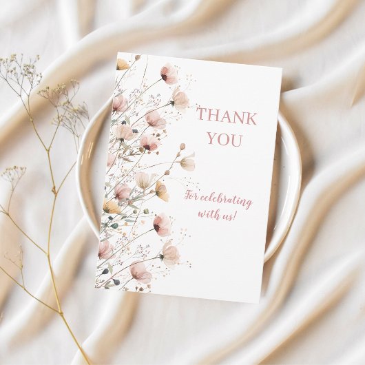 editable wildflowers floral thank you card サンキューカード