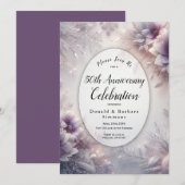 Editable Year Silver and Soft Amethyst Anniversary 招待状 (正面/裏面)