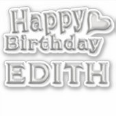 Edith Happy Birthday silver Aufkleber Sticker シール (正面)