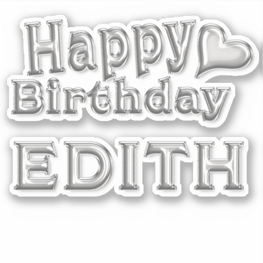 Edith Happy Birthday silver Aufkleber Sticker シール (正面)