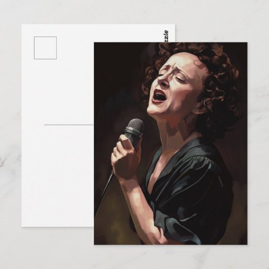 Edith piaf - Peinture ポストカード (正面/裏面)
