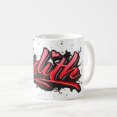 Edith red Heart Graffiti Tasse Kaffeetasse コーヒーマグカップ (正面右)