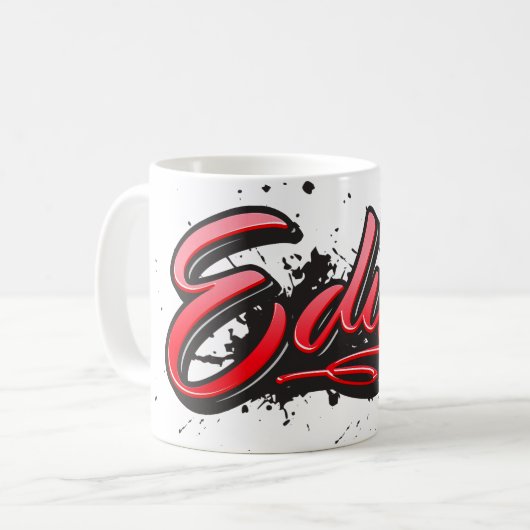 Edith red Heart Graffiti Tasse Kaffeetasse コーヒーマグカップ (正面左)