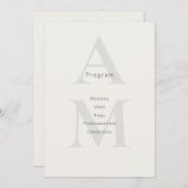 Editorial Initial Minimal Wedding Program Card プログラム (正面/裏面)