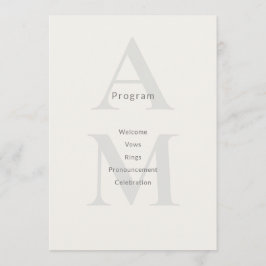Editorial Initial Minimal Wedding Program Card プログラム