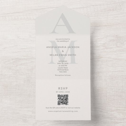 Editorial Initial Wedding オールインワン招待状 (内側)