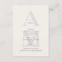 Editorial Initial Wedding Details Card