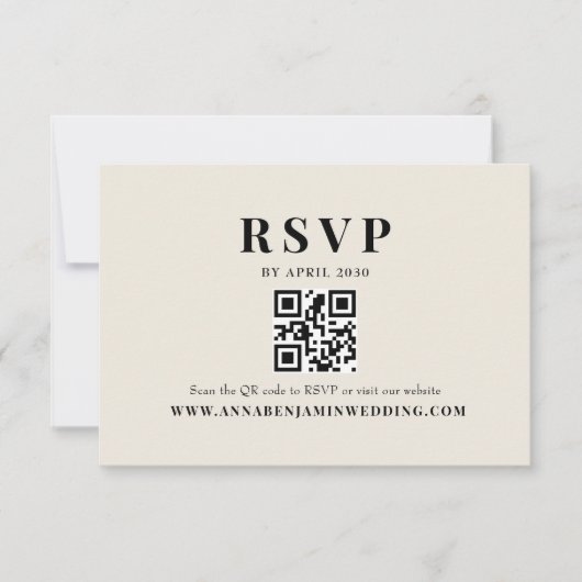 Editorial Ivory Photo QR Code Wedding 出欠カード (正面)
