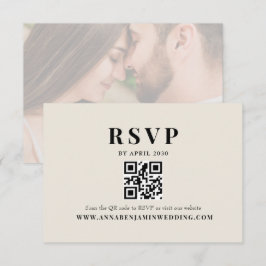 Editorial Ivory Photo QR Code Wedding 出欠カード