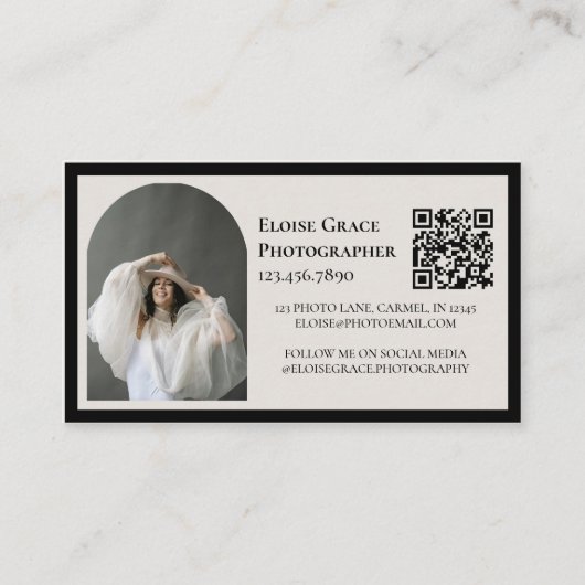 Editorial Photo Logo Black QR Code Business Card 名刺 (裏面)